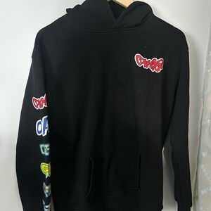 Off-White Black Hoodie with Multicolor Graphics